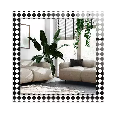 Miroir avec imprimé décoratif rectangulaire Damier noir et blanc