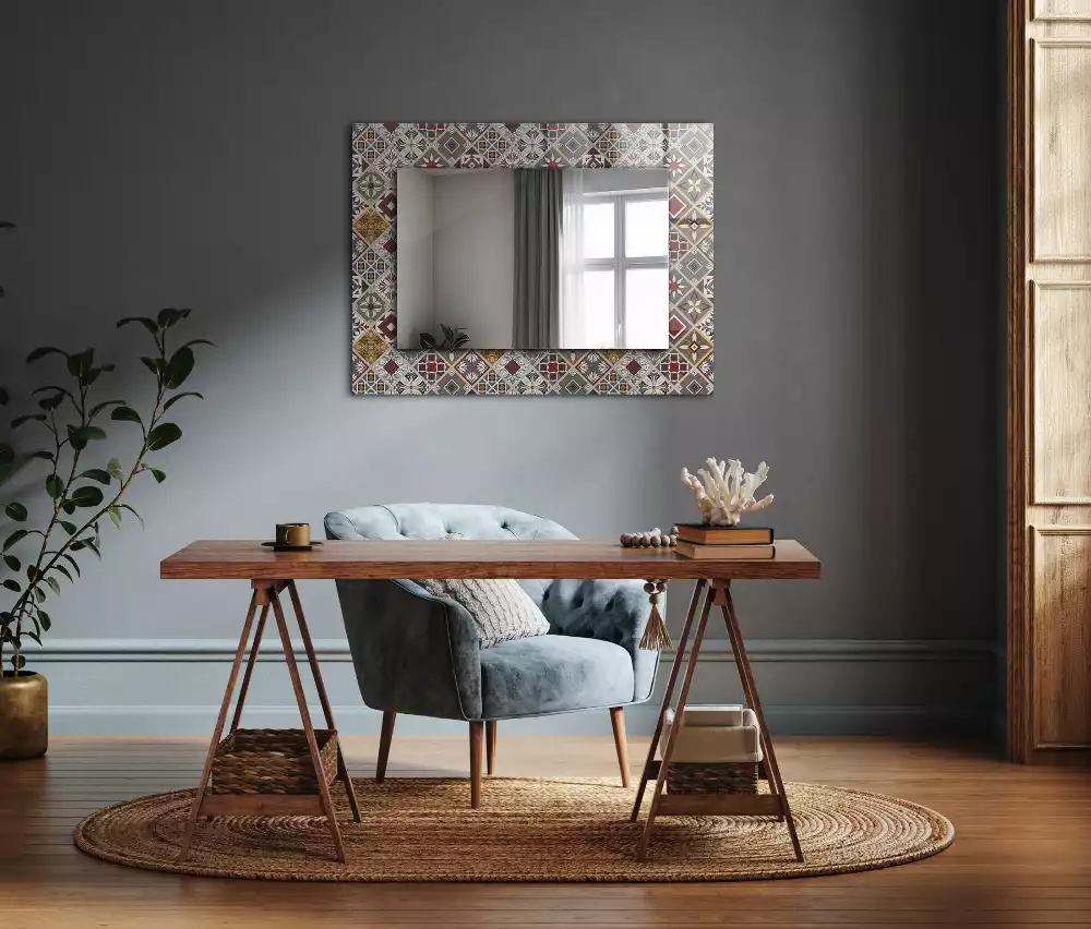 Miroir décoratif rectangulaire Motifs carrelés colorés