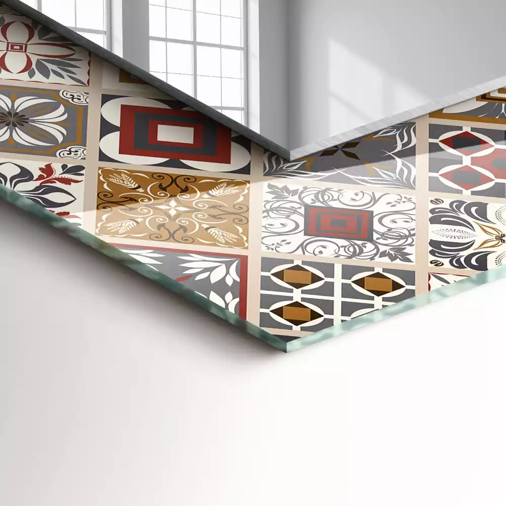 Miroir décoratif rectangulaire Motifs carrelés colorés