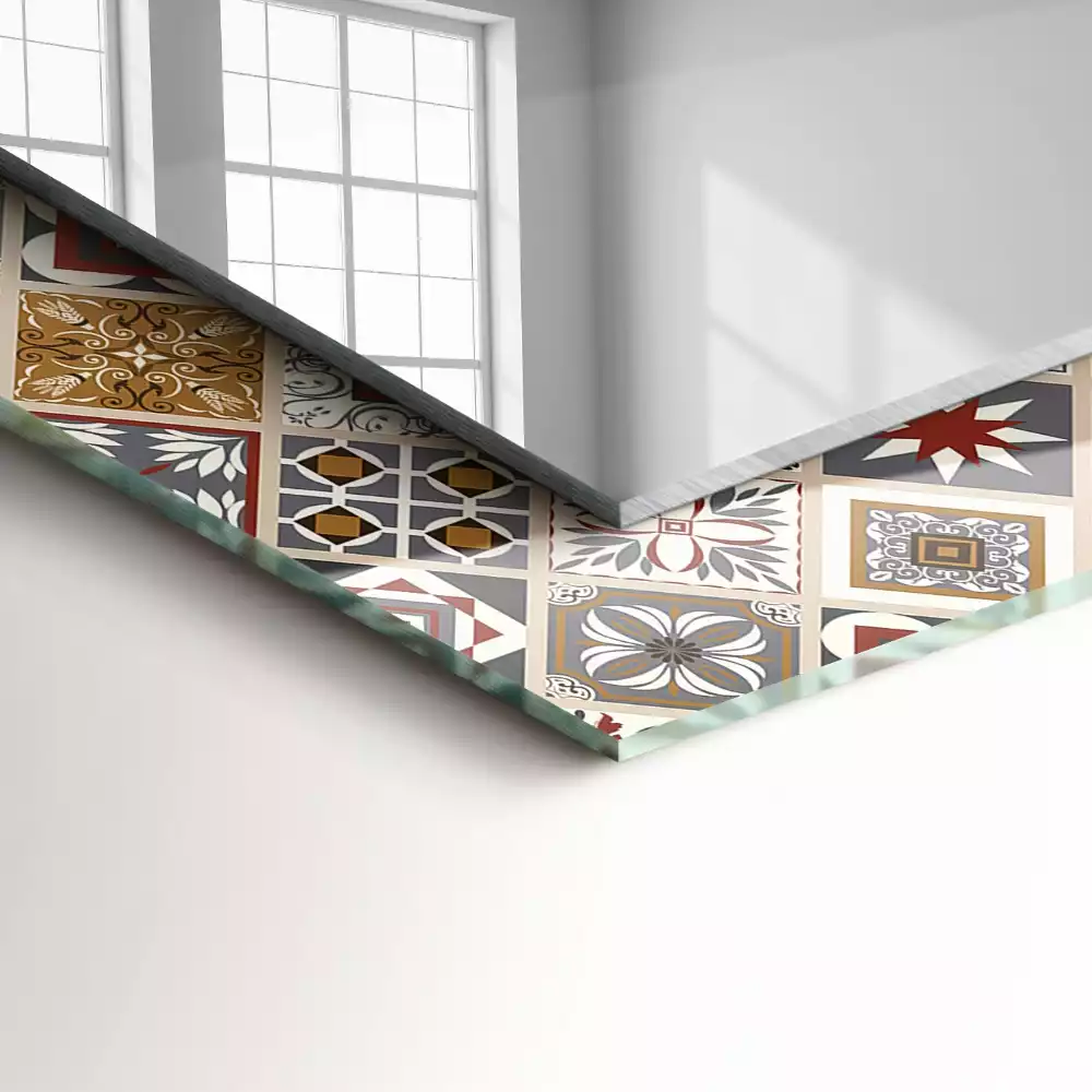 Miroir décoratif rectangulaire Motifs carrelés colorés