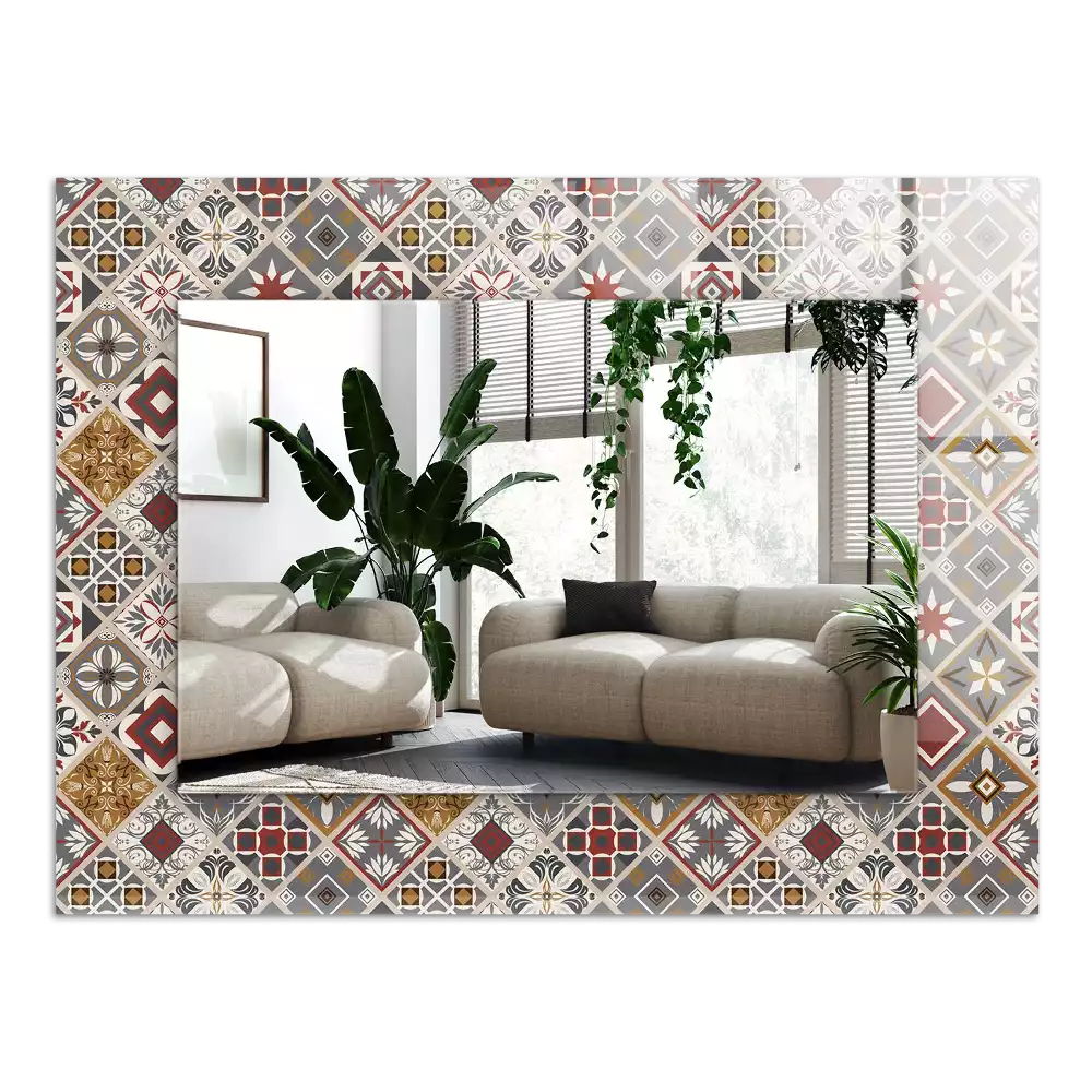 Miroir décoratif rectangulaire Motifs carrelés colorés