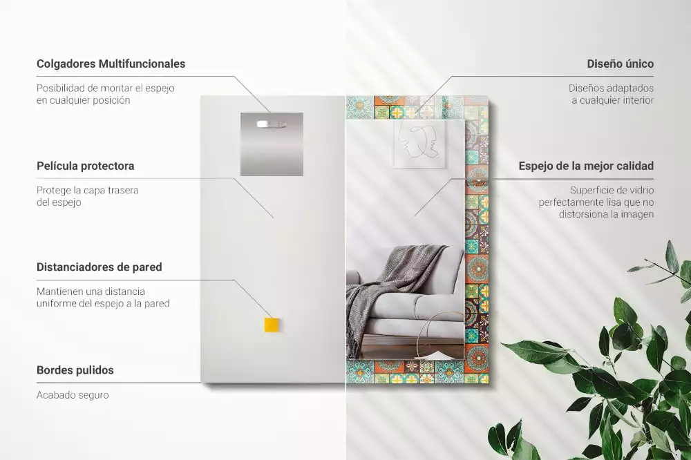 Miroir avec imprimé rectangulaire Carrelage mosaïque coloré