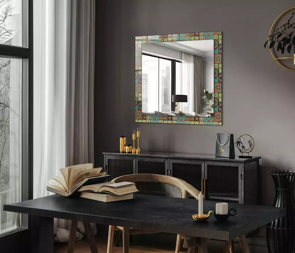 Miroir avec imprimé rectangulaire Carrelage mosaïque coloré
