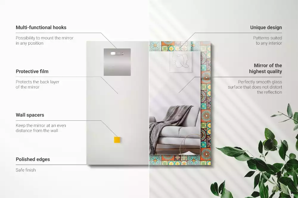 Miroir avec imprimé rectangulaire Carrelage mosaïque coloré