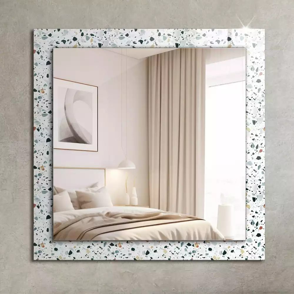 Miroir avec imprimé décoratif rectangulaire Motif terrazzo mosaïque