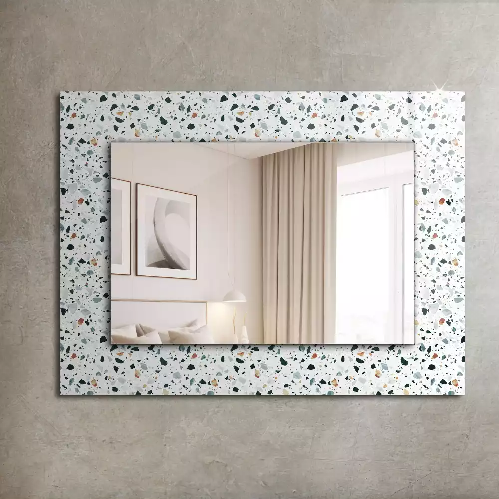 Miroir avec imprimé décoratif rectangulaire Motif terrazzo mosaïque