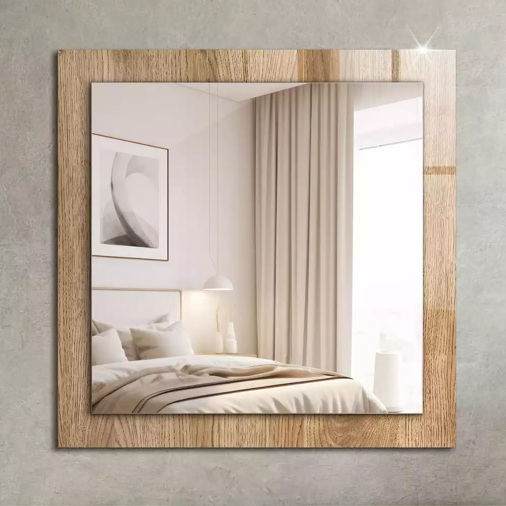 Miroir avec imprimé rectangulaire Texture bois