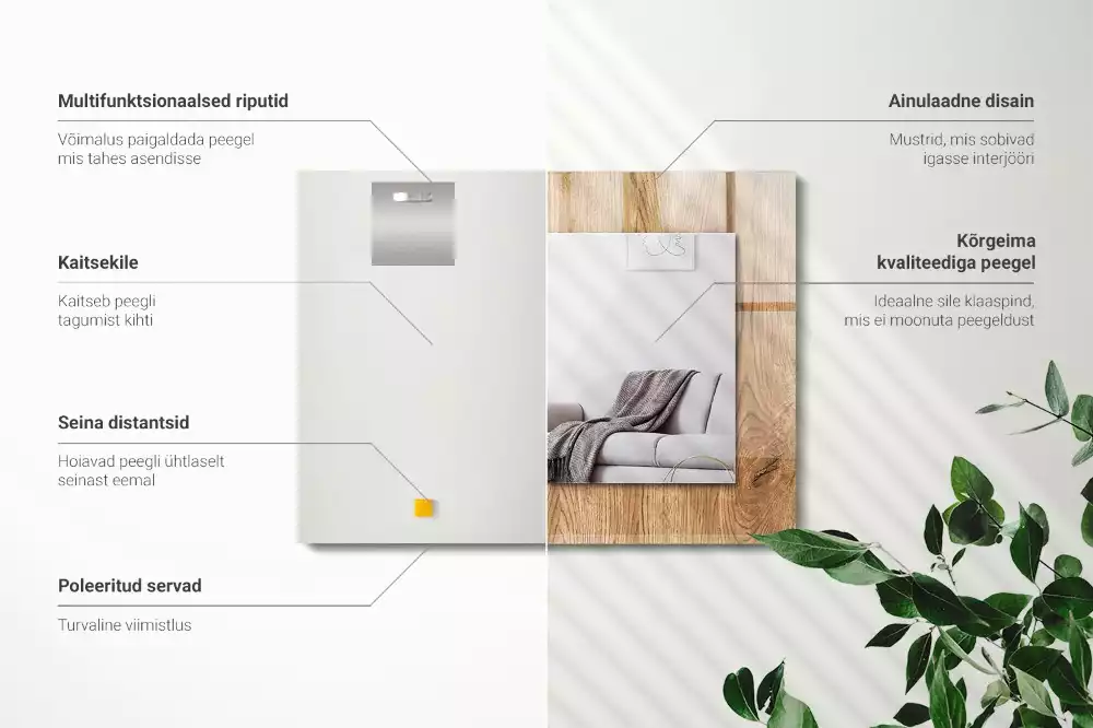 Miroir avec imprimé rectangulaire Texture bois