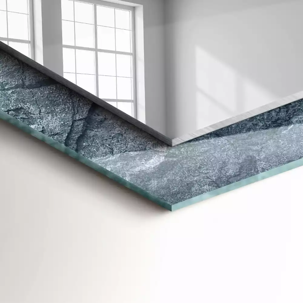 Miroir avec imprimé décoratif rectangulaire Roche texture pierre