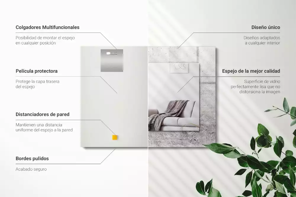 Miroir avec imprimé décoratif rectangulaire Texture mur béton