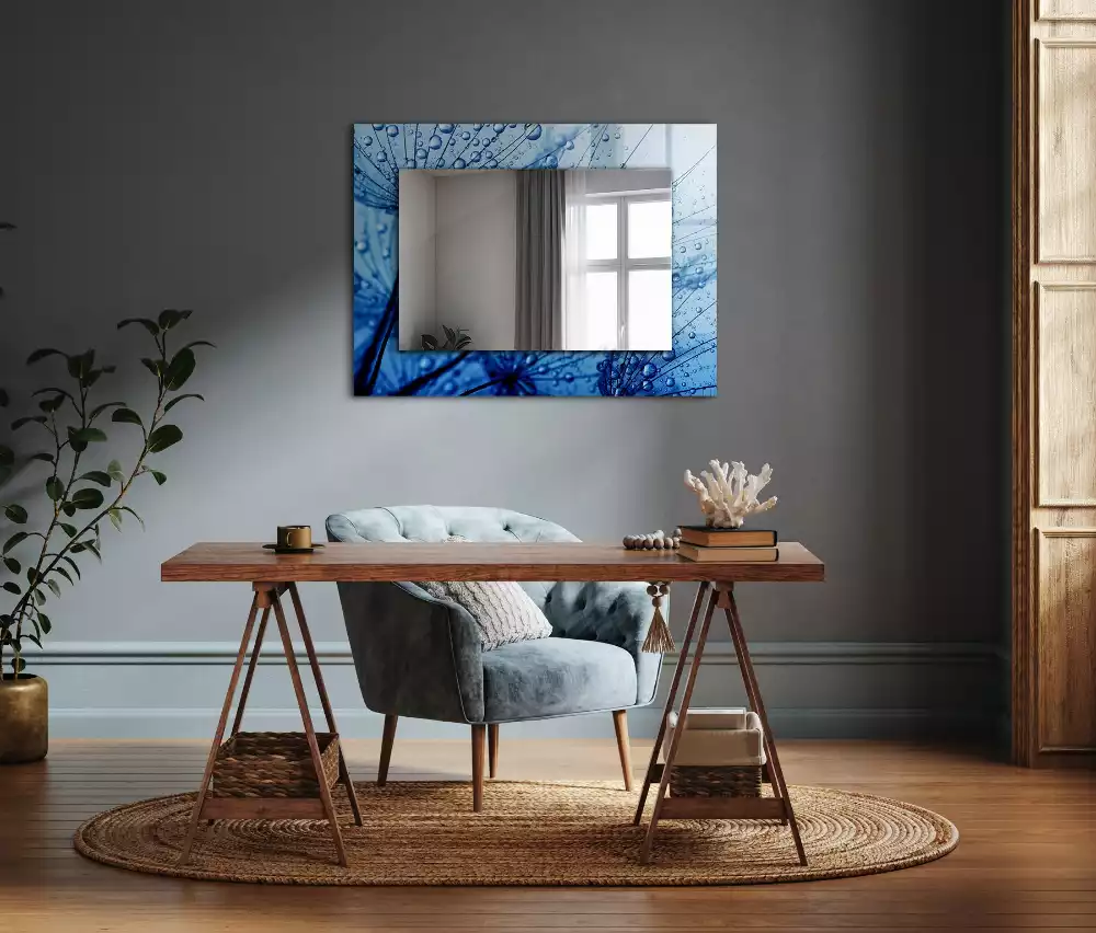 Miroir décoratif rectangulaire Gouttes sur pissenlits