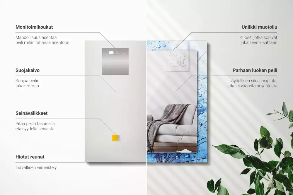 Miroir décoratif rectangulaire Gouttes sur pissenlits