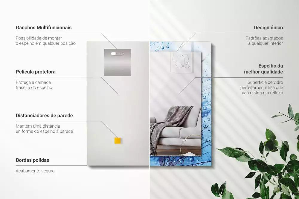 Miroir décoratif rectangulaire Gouttes sur pissenlits