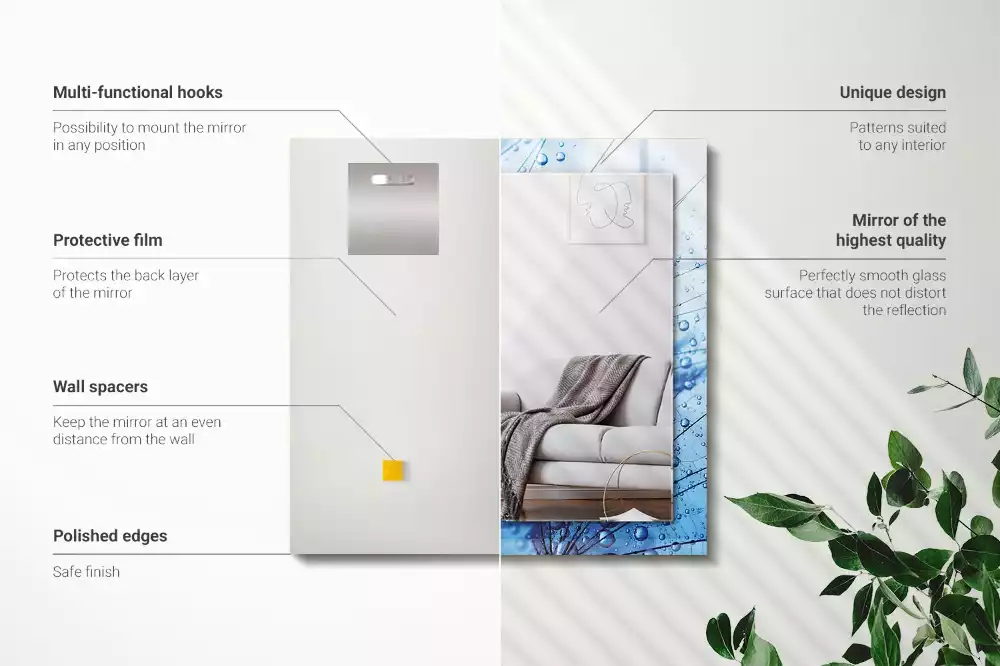 Miroir décoratif rectangulaire Gouttes sur pissenlits