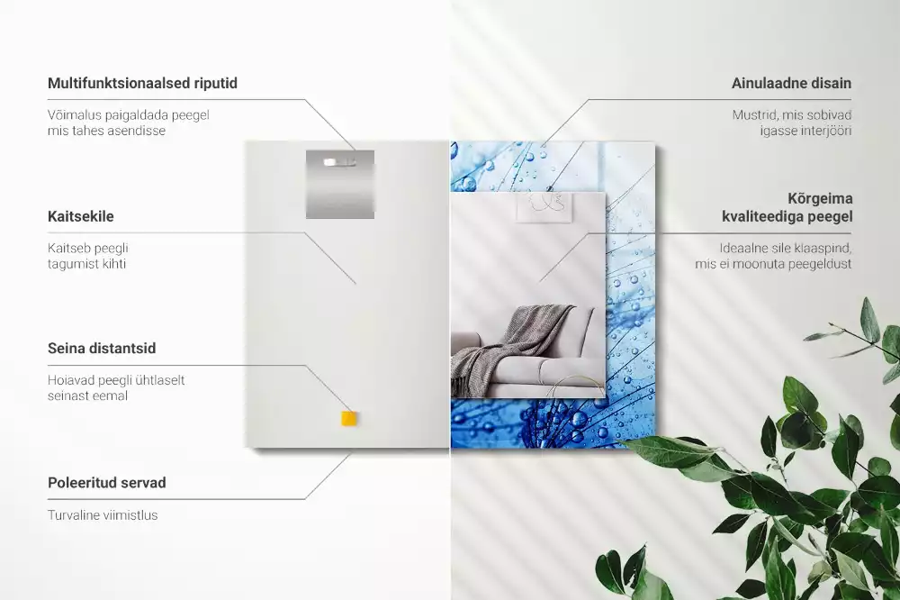 Miroir décoratif rectangulaire Gouttes sur pissenlits