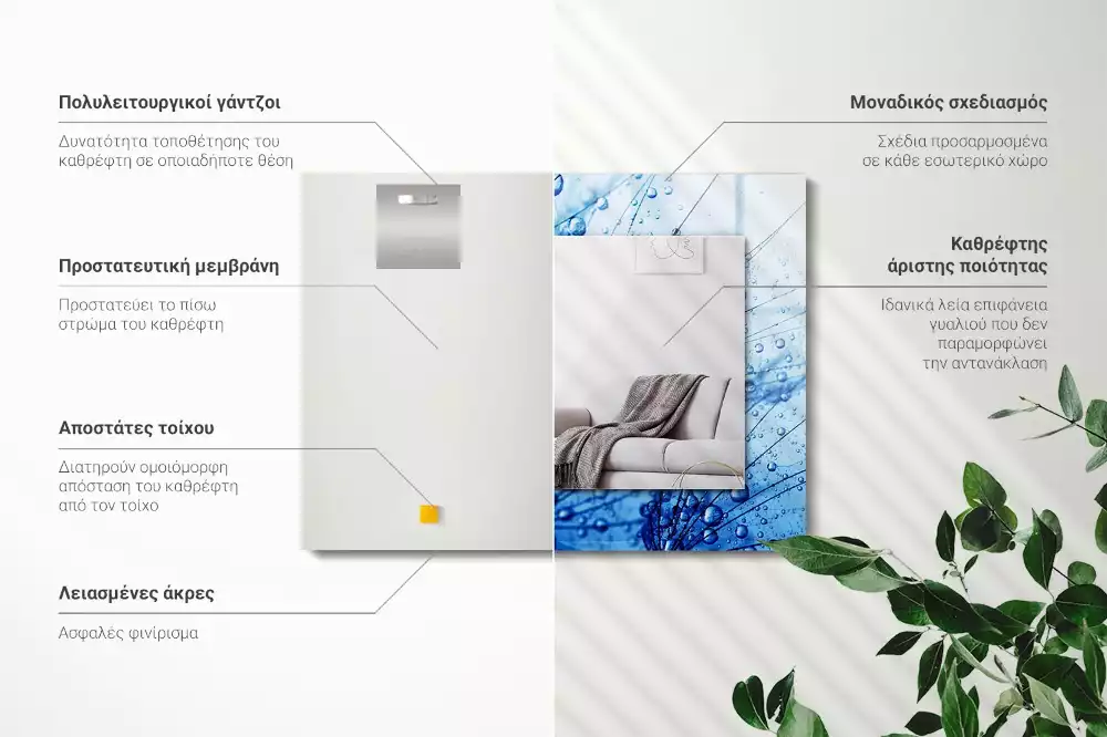 Miroir décoratif rectangulaire Gouttes sur pissenlits