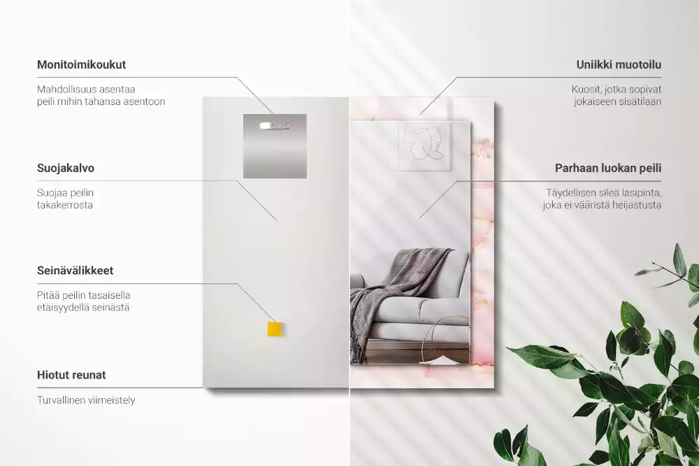 Miroir décoratif rectangulaire Motif marbre rose