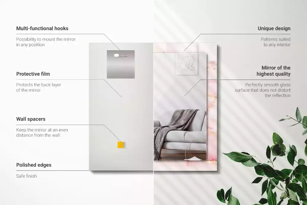 Miroir décoratif rectangulaire Motif marbre rose