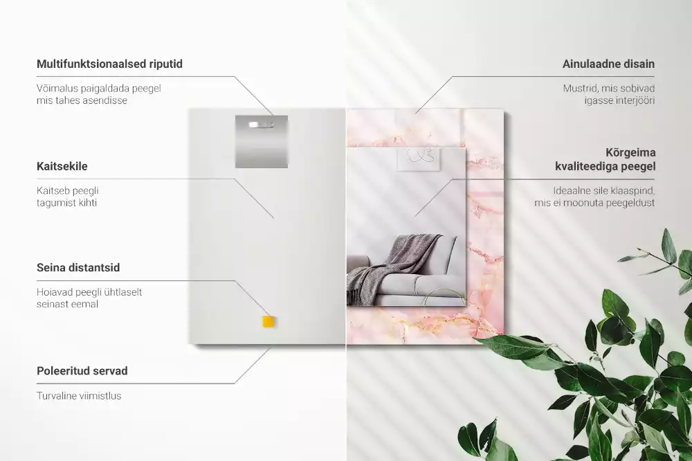 Miroir décoratif rectangulaire Motif marbre rose