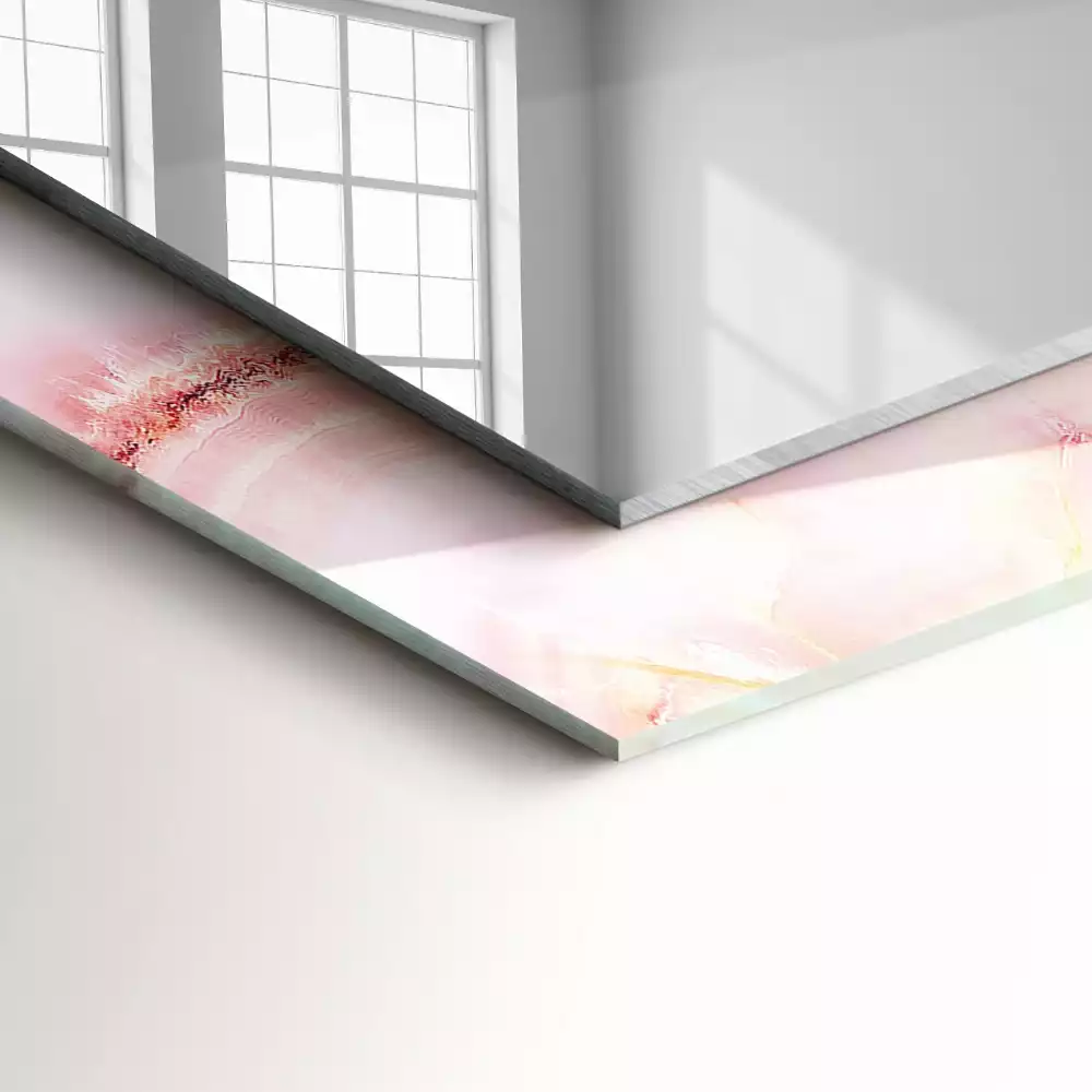 Miroir décoratif rectangulaire Motif marbre rose