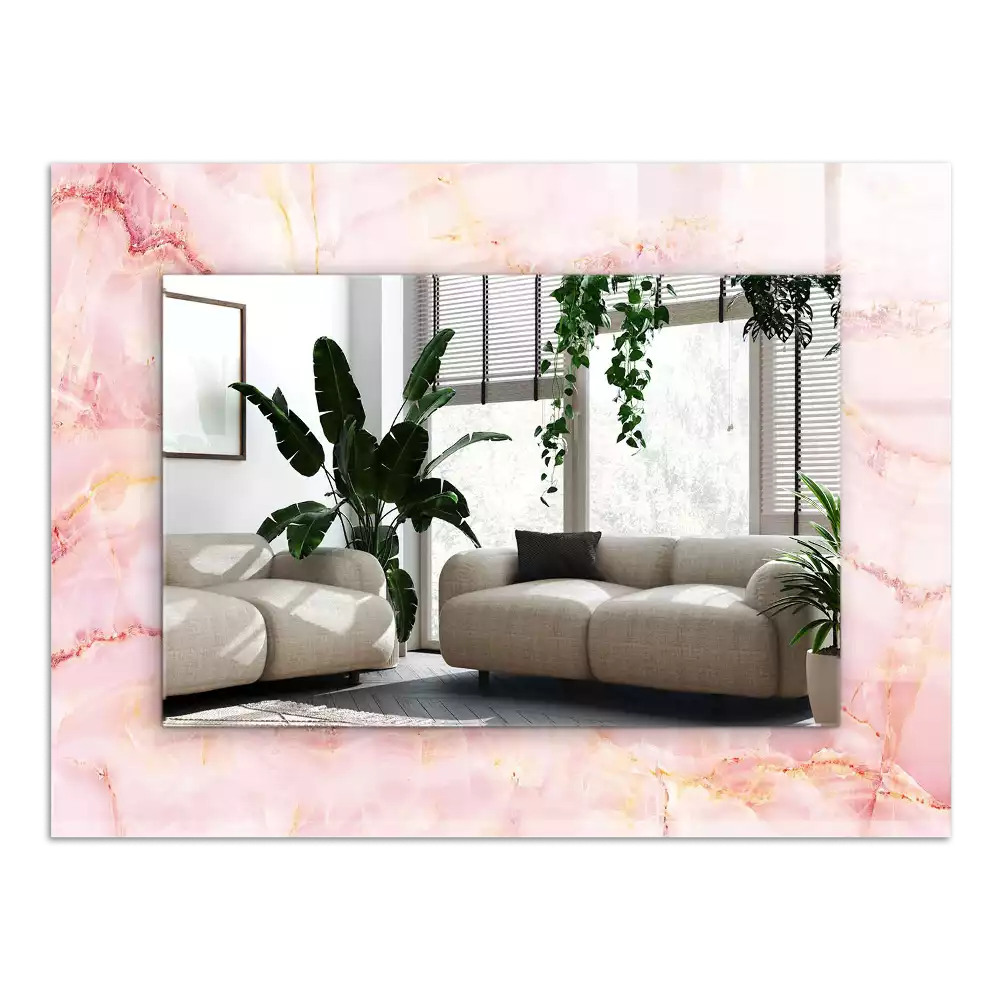 Miroir décoratif rectangulaire Motif marbre rose
