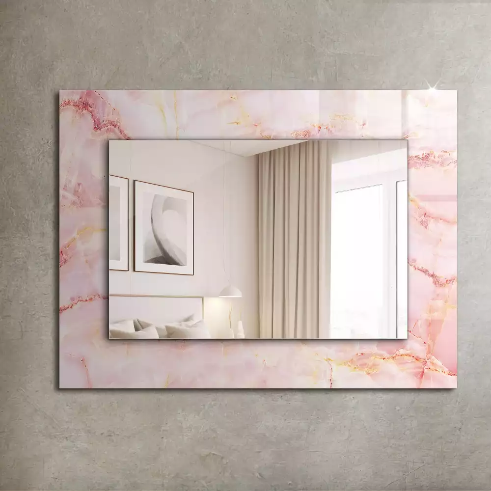 Miroir décoratif rectangulaire Motif marbre rose