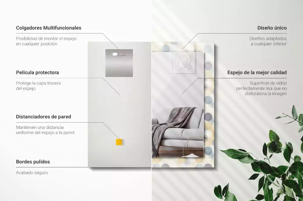 Miroir avec imprimé décoratif rectangulaire Motifs ronds colorés