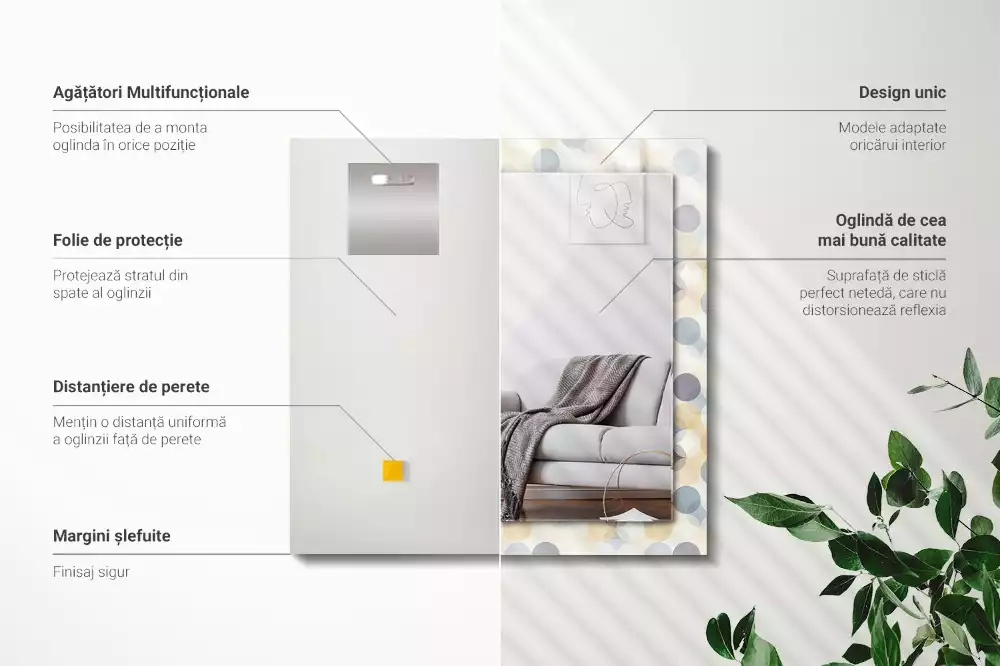 Miroir avec imprimé décoratif rectangulaire Motifs ronds colorés