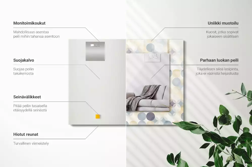 Miroir avec imprimé décoratif rectangulaire Motifs ronds colorés