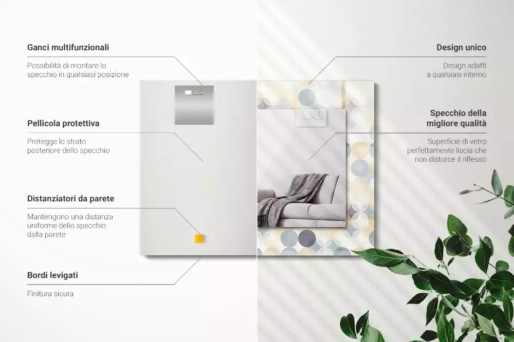 Miroir avec imprimé décoratif rectangulaire Motifs ronds colorés