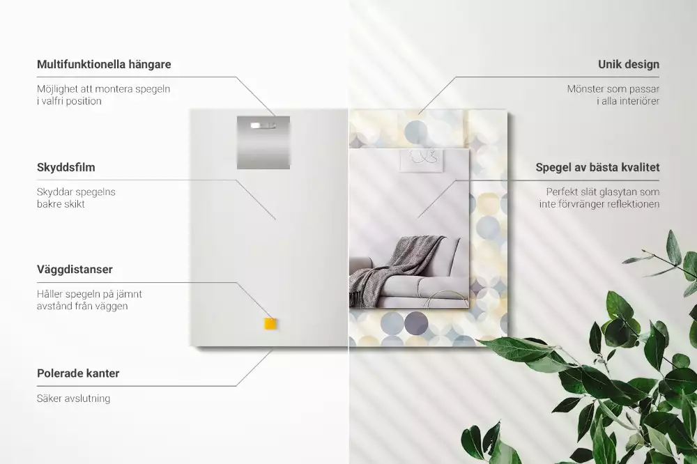 Miroir avec imprimé décoratif rectangulaire Motifs ronds colorés