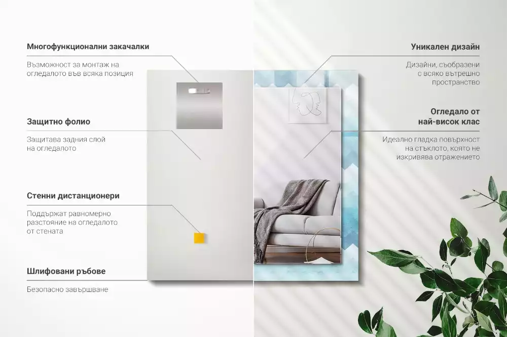 Miroir décoratif rectangulaire Motif en zigzag dégradé