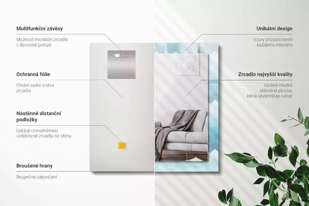 Miroir décoratif rectangulaire Motif en zigzag dégradé