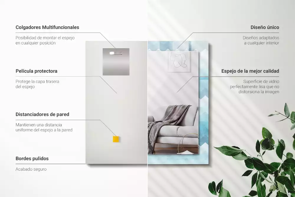 Miroir décoratif rectangulaire Motif en zigzag dégradé