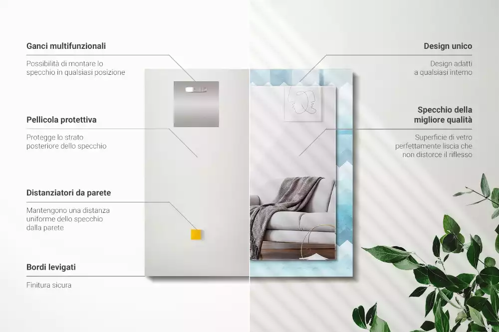 Miroir décoratif rectangulaire Motif en zigzag dégradé