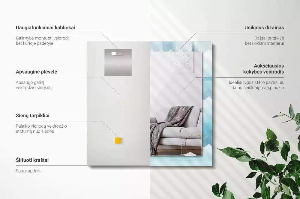 Miroir décoratif rectangulaire Motif en zigzag dégradé