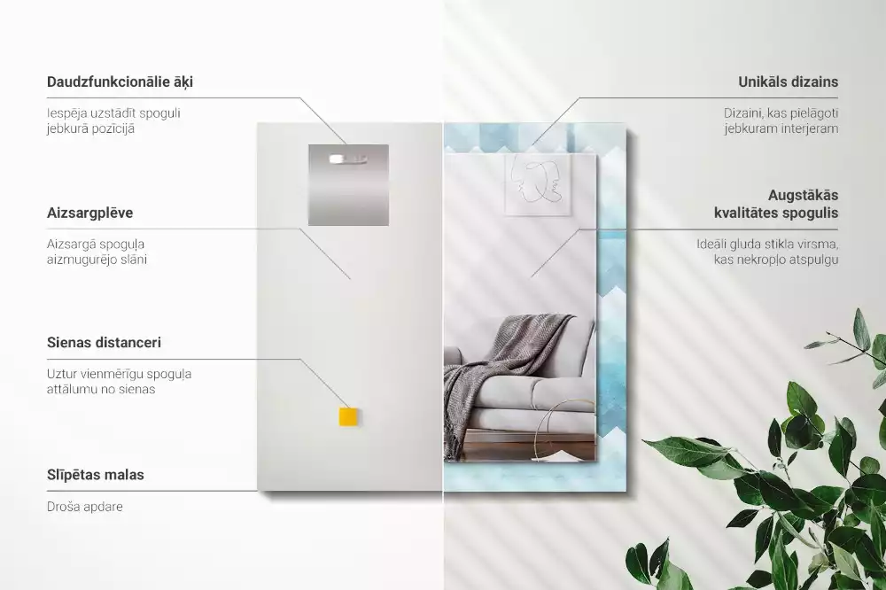 Miroir décoratif rectangulaire Motif en zigzag dégradé