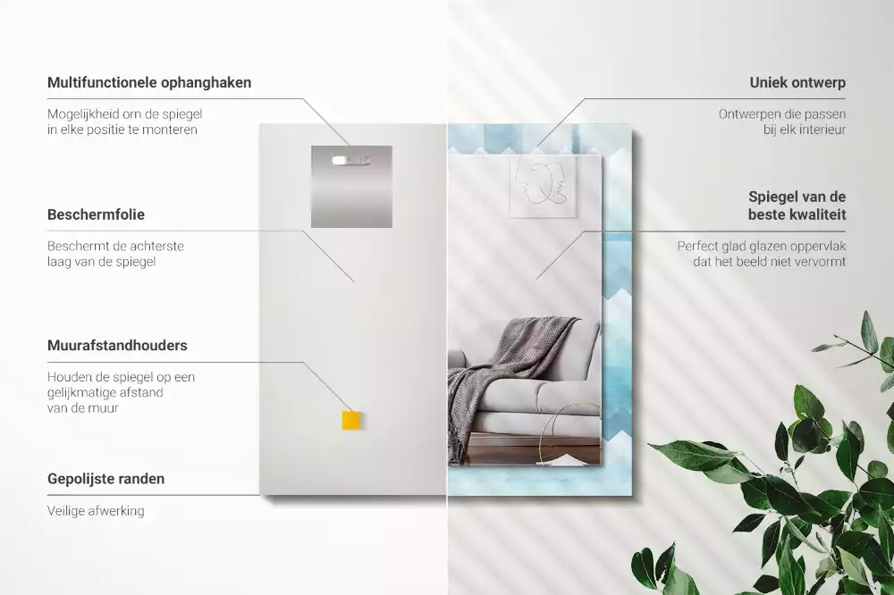 Miroir décoratif rectangulaire Motif en zigzag dégradé