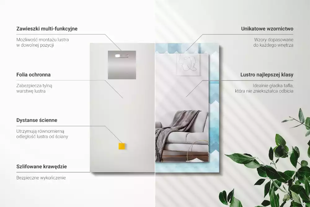 Miroir décoratif rectangulaire Motif en zigzag dégradé