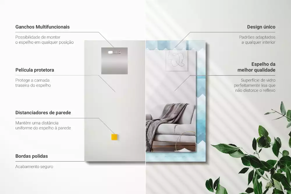 Miroir décoratif rectangulaire Motif en zigzag dégradé