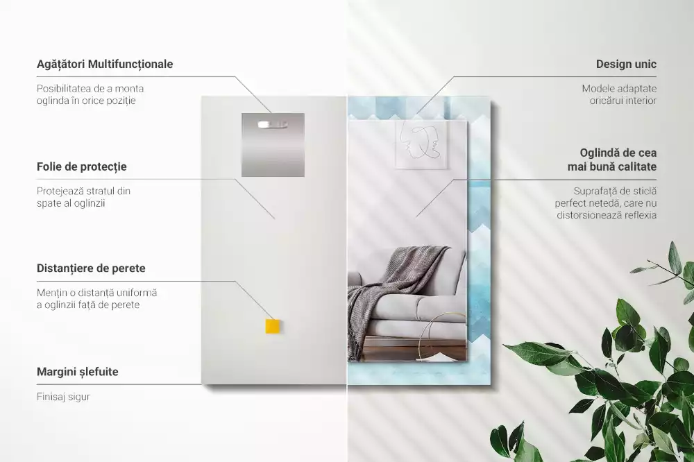 Miroir décoratif rectangulaire Motif en zigzag dégradé