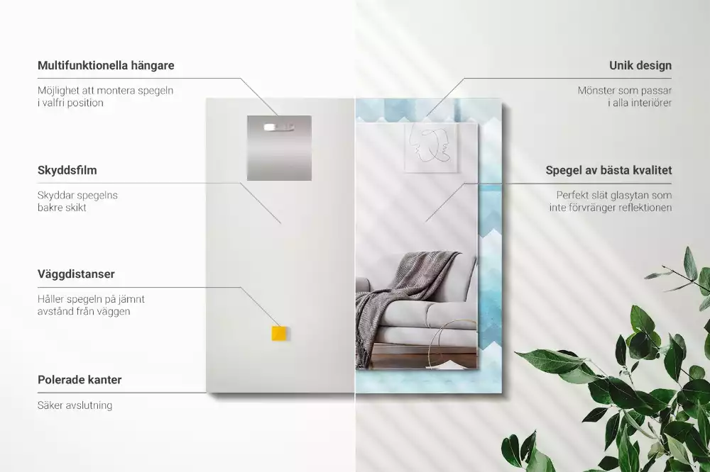 Miroir décoratif rectangulaire Motif en zigzag dégradé