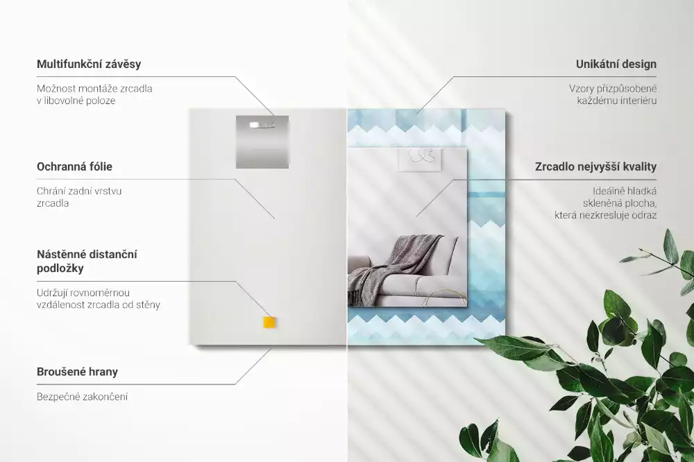 Miroir décoratif rectangulaire Motif en zigzag dégradé