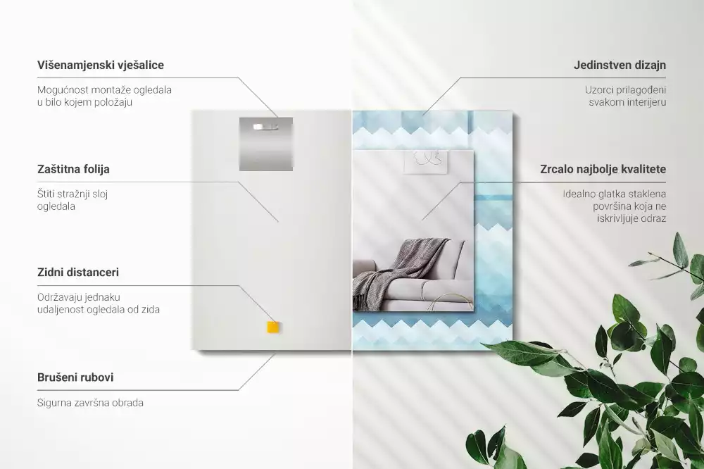 Miroir décoratif rectangulaire Motif en zigzag dégradé