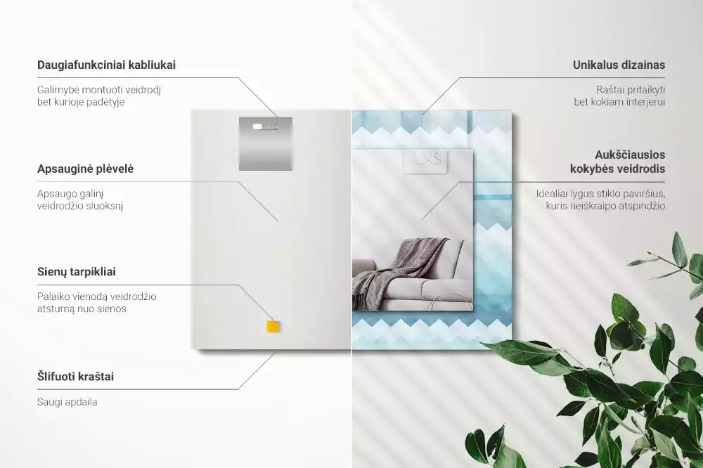 Miroir décoratif rectangulaire Motif en zigzag dégradé