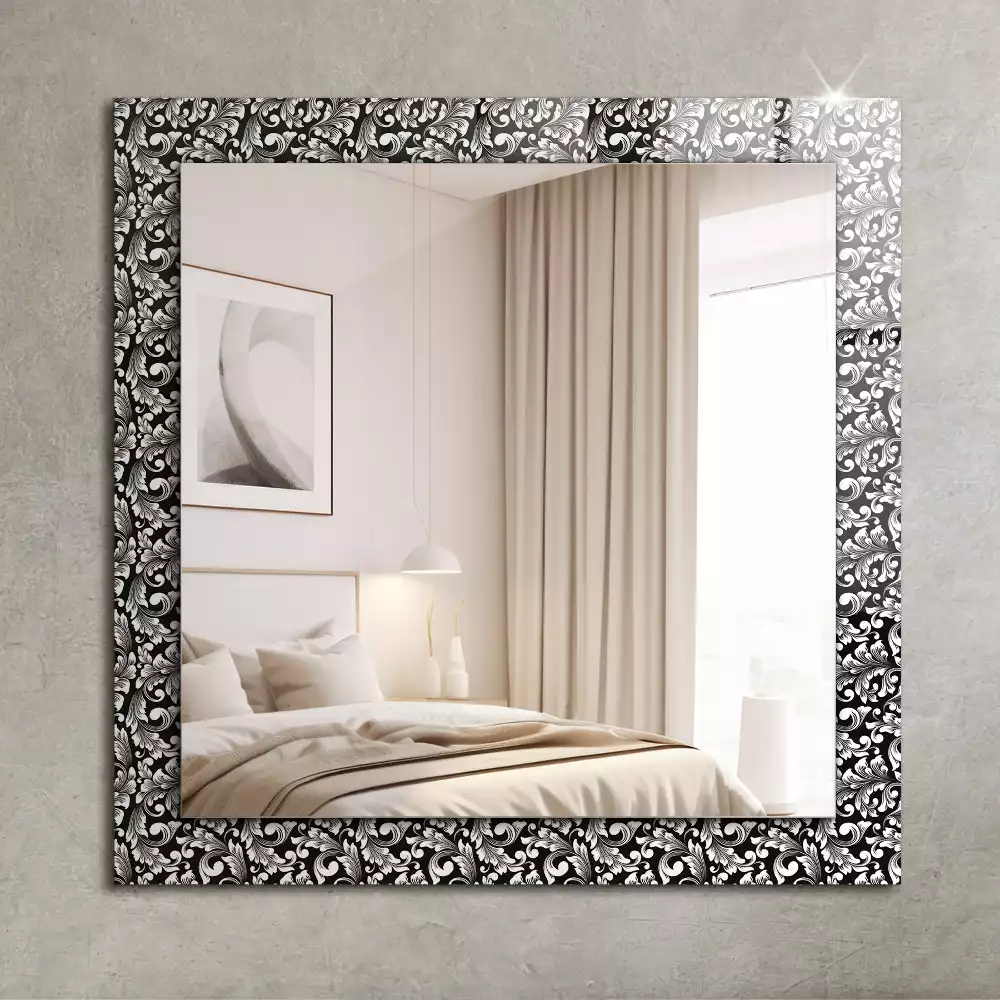 Miroir avec imprimé rectangulaire Ornements noir et blanc