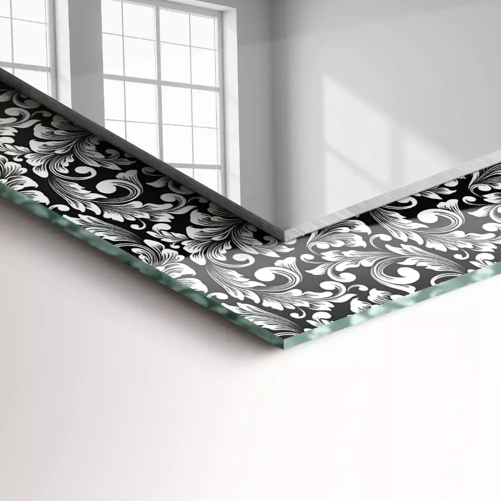 Miroir avec imprimé rectangulaire Ornements noir et blanc