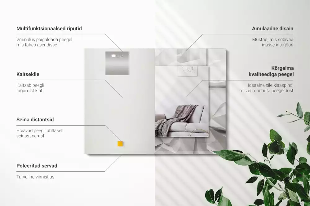 Miroir avec imprimé décoratif rectangulaire Formes géométriques abstraites