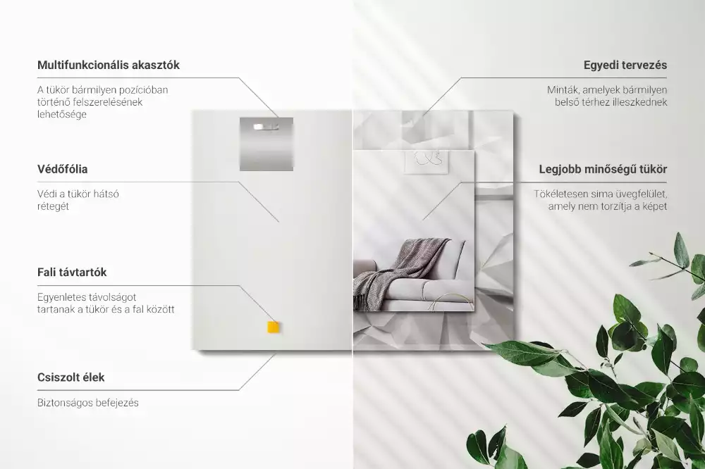 Miroir avec imprimé décoratif rectangulaire Formes géométriques abstraites