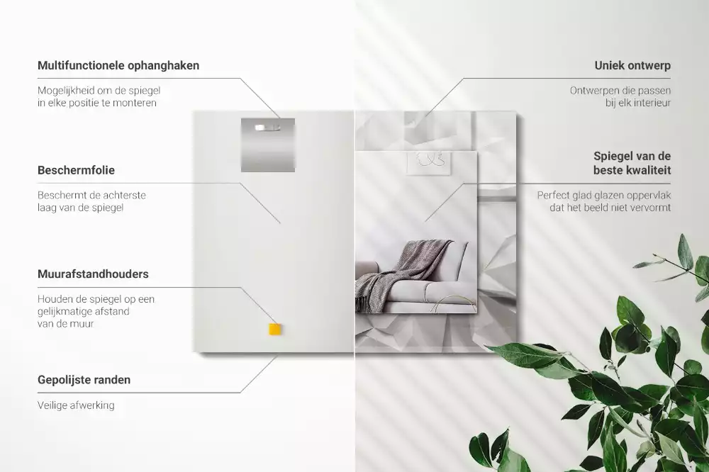 Miroir avec imprimé décoratif rectangulaire Formes géométriques abstraites